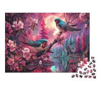 Cherry Blossom Blue Birds 1000 Piece Jigsaw Puzzle Paper for Adults Spring Nature Scene Relaxing Gift for Home 38x26cm/1000pcs