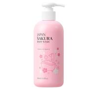 Cherry Blossom Body Wash, Moisturizing Shower Gel with Coconut Oil & Vitamin C, Nourishing & Cleansing for Dry Skin, Improves Skin Roughness, Refines Pores, Delicate & Smooth Skin for Women & Girls