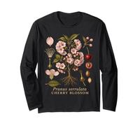 Cherry Blossom Botanical Anatomy Vintage Sakura Study Long Sleeve T-Shirt