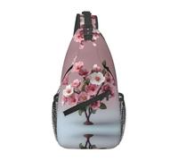 Cherry Blossom Bouquet Print Crossbody Sling Backpack Sling Bag Travel Hiking Chest Bag | Lightweight Foldable Crossbody Bag