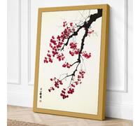Cherry Blossom Branch Japandi Canvas Wall Art Print 24x16 Inch (61 x 41 cm)