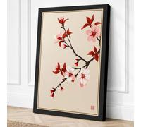Cherry Blossom Branch Japandi Canvas Wall Art Print 24x16 Inch (61 x 41 cm)