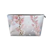 Cherry Blossom Branch Leather Travel Makeup Bag-Waterproof Cosmetic Pouch