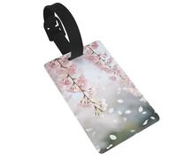 Cherry Blossom Branch Luggage Tags for Suitcases - Durable PVC ID Tags with Detachable Straps for Travel, Backpack, Golf Bag, Anti-Loss