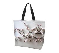 Cherry Blossom Branches Print Large Women Tote Bag,Stylish Waterproof Ladies Shoulder Bag, Folding Beach Travel Bag for Work,Shopping