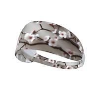 Cherry Blossom Branches Print Sports Headbands For Men Women, Moisture Wicking Sweat Band Elastic Wide Hair Bands,For Running, Cycling,Gym Exercise