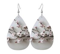Cherry Blossom Branches Printed Drop-Shaped Silver Plated Earrings Are Fashionable And Lightweight. Suitable For Various Occasions And Daily Wear