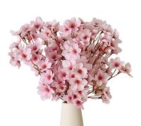 Cherry Blossom Branches Silk Faux Cherry Blossom Branches Bendable Artificial Flowers Home Spring Decorations for Living Room, Kitchen 6PCS 16.14inch