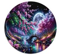 Cherry Blossom Bridge Jigsaw Puzzle for Adults 1000 Piece Jigsaw Puzzle Night Moon Scene Relaxation Gift 1000pcs (67.5x67.5cm)