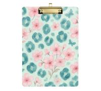 Cherry Blossom & Butterfly Leopard Watercolor Custom Waterproof Clipboard for Nurses Home Contractor Size 9x12