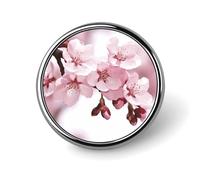 Cherry Blossom Button Pin 1 Inch, Personalized Metal Lapel Pins, Lightweight Round Brooch Pin, Elegant Button Badges, Funny Enamel Pins for Shirts Jackets Bags & Gift