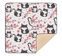 Cherry Blossom Cat Baby Play Mat 50" x 50", Playmat for Playpen, Thicken Soft Padding Foam Crawling Mat for Babies Toddlers Infants