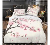 Cherry_blossom Comforter Cover 3D Print Extra Soft 3-Piece Bed Set Hidden Zipper watercolor_style_1 Quilt Cover Premium All Season for Adults Women Kids Girls Boys Teens Youth Single（140x200cm）