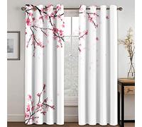 Cherry Blossom Curtains - Blackout Curtains for Bedroom Living Room, Thermal Insulated Eyelet Curtains, 54 Drop Patterned Window Treatments, 66x54 Inch (W X L), 2 Panels