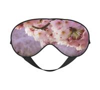 Cherry Blossom Double-Sided Silk Sleep Mask, Adjustable Light Blocking Eye Mask for Travel, Men & Women, Soft Comfortable Blindfold 20x10cm