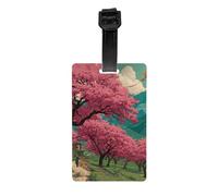 Cherry Blossom Dreams Luggage Tag PVC Waterproof Durable Light Bag Tag with Detachable Wristband for Easy Identification