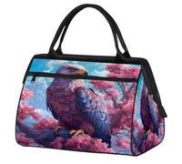 Cherry Blossom Eagles Bird Gym Bag for Men Women, Travel Sports Duffel Bags Waterproof Weekend Overnight Bag Lightweight Carry On Luggage Tote