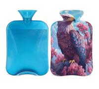 Cherry Blossom Eagles Bird Hot Water Bottle with Cover, 2L Hot Water Bag for Pain Relief, Neck and Shoulder, Hand Feet Warmer