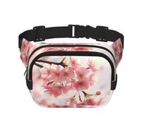 Cherry Blossom Fanny Pack For Women Waterproof Adjustable Belt Bags Waist Pack Fashion Casual Crossbody Bags Bum Bag For Running Workout Hiking Traveling, Black, One Size
