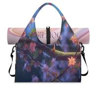 Cherry Blossom Flower Bird Sports Duffle Bag with Shoe Compartment Weekend Overnight Bags Tote Cabin Luggage Bag for Gym Yoga Travel