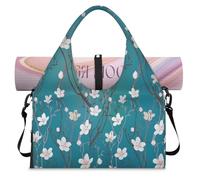 Cherry Blossom Flower Sports Duffle Bag with Shoe Compartment Weekend Overnight Bags Tote Cabin Luggage Bag for Gym Yoga Travel