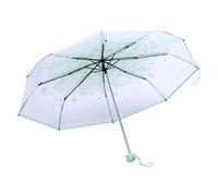 Cherry Blossom Folding Travel Umbrella,Transparent Umbrella,Three Fold Umbrella, Cherry Blossom Transparent Folding Umbrella, Fashionable Princess Umbrella Cherry Blossom Four Colo (Light Green)