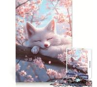Cherry Blossom Fox Sleep 1000 Piece Teenager Puzzles Clear Thinking Gentle Pastime Precise Edges Ideal Xmas Gift (38x52cm)