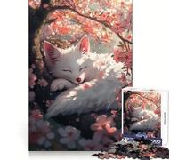 Cherry Blossom Fox Sleep- Jigsaw for Teenagers 1000 Pieces Thought Skill Mindful Escape Accurate Edges Unique Gift (38x52cm)