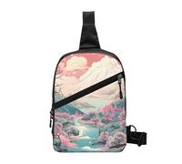 Cherry Blossom Fuji Foldable Sling Bag for Men Women Water Resistant Chest Bag Mount Fuji Fanny Pack Crossbody Backpack for Travel Hiking Sports