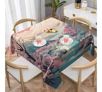 Cherry Blossom Fuji Square Tablecloth 145x145 cm Mount Fuji Table Clothes Indoor Outdoor Washable Table Covers for Kitchen Wedding Restaurant Buffet Party Decor