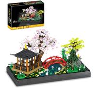 Cherry Blossom Garden Constructions Micro Building Set, 2280PCS Creative Japanese Zen Architectural Mini Bricks Model Kit, City Series Flowers and Plants Display for Kids Adults Home Decor