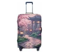 Cherry Blossom Garden Path Elastic Travel Luggage Cover Suitcase Protector, Print Suitcase Baggage Cover Anti-Scratch