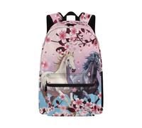 Cherry Blossom Horse Backpack for Kindergarten Girls Lightweight Preschool Student Bookbag Waterproof Casual Daypack Schoolbag for School Season
