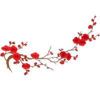 Cherry Blossom Iron Patch, Iron on Blossom Plum Applique Patch Embroidery Flower Vines, Applique DIY Trim for Jeans, Jackets, Backpacks, Sewing Repair Decoration (Red)