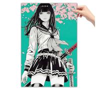 Cherry Blossom Japanese Anime Samurai Girl Cool Poster Canvas Art Wall Decor Posters & Prints Paintings for Bedroom Living Room Decor for Mens Women Framed Unframed 12x18inch(30x45cm)