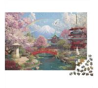 Cherry Blossom Japanese Architecture 1000 Piece Jigsaw Puzzle Paper for Adults Relaxing Home Decor Gift 38x26cm/1000pcs