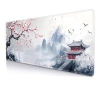 Cherry Blossom Japanese Large Mouse Pad, Desk Mat Computer Keyboard Pad Non-Slip Rubber Base Waterproof with Stitched Edges for Laptop Gaming, Office & Home 31.5 x 11.8 Inch