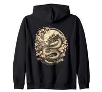 Cherry Blossom Japanese Sakura Dragon Zip Hoodie