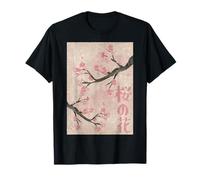 Cherry Blossom Japanese Vintage Woodblock Japan Pink Sakura T-Shirt