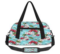 Cherry Blossom Kids Overnight Duffle Bags for Girls Boys, Flower Blue Lightweight Sports Gym Bag for Kids，Small Overnight Weekender Carry on Travel Bags Dance Bag, Cherry Blossom, 18.5L x 7.8W x 9.4H