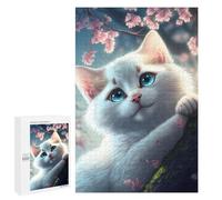 Cherry Blossom Kitty, 1000 PCS Decorative Wooden Puzzle, New Year Gift, for Mindful Indoor Entertainment