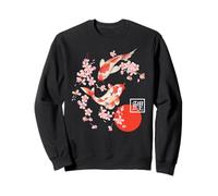 Cherry Blossom Koi Carp Fish Japanese Sakura Graphic Art Sweatshirt