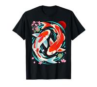 Cherry Blossom Koi Carp Fish Japanese Sakura Graphic Art T-Shirt