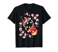 Cherry Blossom Koi Carp Fish Japanese Sakura Graphic Art T-Shirt