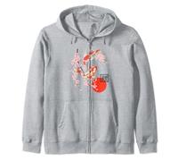Cherry Blossom Koi Carp Fish Japanese Sakura Graphic Art Zip Hoodie