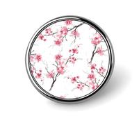 Cherry Blossom Lapel Pins Metal Pin Badge Personalized Pinback Button Badges Classic Round Badge Recognition Enamel Lapel Pin for Jackets, Backpacks, Bags