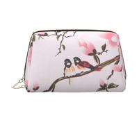 Cherry Blossom Leather Makeup Bag, Large-Capacity Travel Storage Bag, Dual-Purpose Toiletries and Makeup Bag