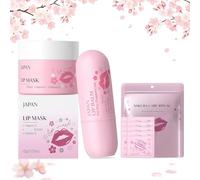 Cherry blossom Lip Care Sett, Overnight Mask & Daily Hydrating Balm with Shea Butter & Vitamins C+E, All-Day Moisture for Dry, Cracked Lips, Christmas Birthday Gift for Women Teenage Girls Friend