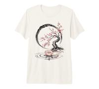 Cherry Blossom Lotus Tree Circle Calm Nature Art Premium T-Shirt