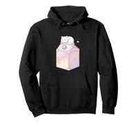 Cherry Blossom Milk Cat Japanese Kawaii Anime Aesthetic Pullover Hoodie